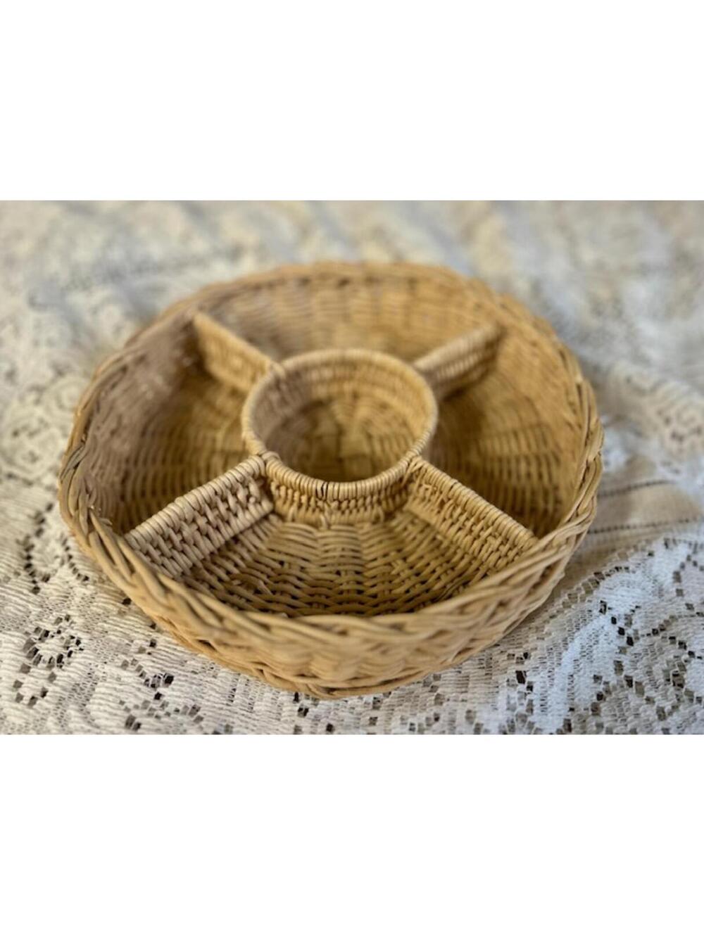 Round Wicker Divided Serving Basket